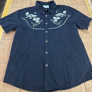 Boozelele Western Shirt Mens Sz Large Embroidered Western Short Sleeve Button Up